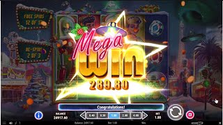 Invading Vegas Las Christmas Slot Big Win Playn GO [upl. by Reffinej]