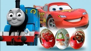 2013 Unwrapping 3 Surprise Eggs Cars 2 and Thomas the train and friends [upl. by Littman]