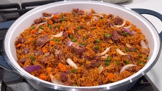 How To Make The Authentic Ghana Corned Beef Jollof Rice  This Jollof Rice Recipe Is A Game Changer [upl. by Enyaht909]