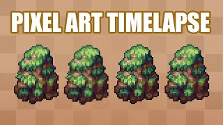 Timelapse Pixel Art Animated Rock with Grass  2D Game Asset Creation [upl. by Atsahc]