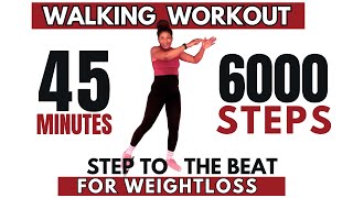 45 Minute Walking Workout  Power Walking for Calorie Burning Fun 6000 Steps Workout At Home [upl. by Eikcid]