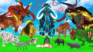 10 Giant Mammoth Elephant Cow vs 10 Zombies Tiger Lion Attack Gorilla Cow Saved By Woolly Mammoth [upl. by Aiken734]