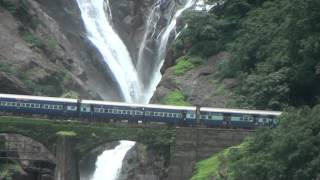 Amaravathi Express Passing Dudhsagar Water Falls [upl. by Orlina]