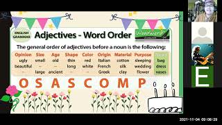 WORD ORDER ADJECTIVE OSASCOMP A1A2 [upl. by Thill]