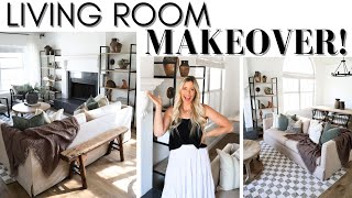 LIVING ROOM MAKEOVER ON A BUDGET  DESIGN TIPS  DECORATING OUR NEW SPACE  RENTER FRIENDLY [upl. by Dickerson761]