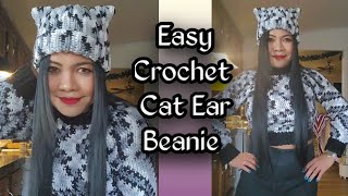 Easy Crochet Cat Ear Beanie DIY crochet gantsilyo [upl. by Baiel433]