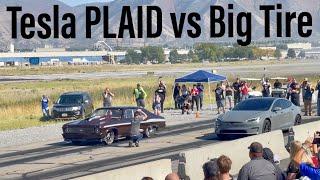 DRAG RACE  TESLA PLAID gets smoked by Big Tire Car  Utah Festival of Speed TeslaPlaid [upl. by Faludi]