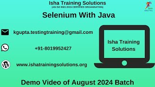 Selenium with Java Demo Video On 25th August 2024Call or WhatsApp us on 918019952427 to Enroll [upl. by Rehpotsirhk661]