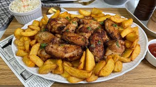 Wings marinated in honey mustard sauce with baked potatoes [upl. by Rebak809]