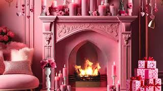 A Pink Valentines Day Fireplace Ambience 🩷 [upl. by Christiansen131]