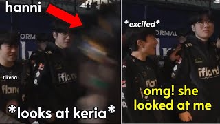 T1Kerias Shcoked Reaction to Hanni Waving Backstage hanni buff is real [upl. by Nonie525]