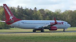 Corendon Airlines Europe B737800 Takeoff Groningen Airport Eelde [upl. by Eserahc]