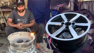 How to Fix Broken Alloy Wheel Rim  How to Repair Cracked Alloy Wheel  Alloy Wheel Bent Repair [upl. by Ardisi]