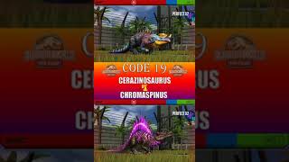 CERAZINOSAURUS VS CHROMASPINUS  JURASSIC WORLD THE GAME [upl. by Nos]