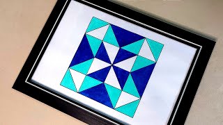 Square Geometry Art  Square Geometry Pattern with Painting  Simple Art Drawing  Geometric Design [upl. by Jourdan]