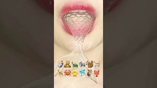 ASMR CLEAR EMOJI FOOD 🧜🧸🐢🐘🐿️🐈🦒🦀🐥🐬🦉🦞이모지 먹방 sped up [upl. by Twum]