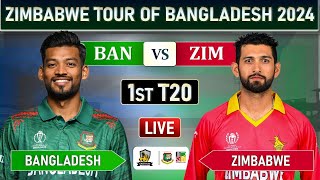 BANGLADESH vs ZIMBABWE 1st T20 LIVE COMMENTARY amp SCORES  BAN vs ZIM 1st T20 MATCH LIVE  ZIM BAT [upl. by Melva]