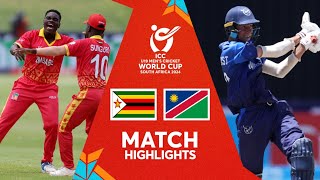 Zimbabwe v Namibia  Match Highlights  U19 CWC 2024 [upl. by Yates]