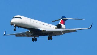 4K WATC Delta Connection Bombardier CRJ701ER N712SK Landing at Detroit Metro Airport [upl. by Arad]