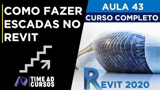 Aula 43  Como fazer escada no revit Escada helicoidal reta em L em U  Curso de Revit 2020 [upl. by Rocco]