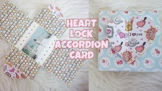 HEART LOCK ACCORDION CARD  SCRAPBOOKING [upl. by Gnoy]