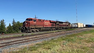 Mixed Freight Passes Through Moosomin SK w CP 7018 Trailing [upl. by Maloney349]