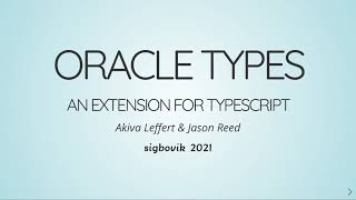 Oracle Types  sigbovik 2021 talk [upl. by Erb]