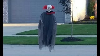 Halloween Prank  Flying Clown Haunts Neighborhood [upl. by Krenek890]