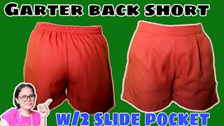 PAANO GUMAWA NG SHORT NA MAY SIDE POCKET AT GARTERIZED ANG BACK PATTERNCUTTINGSEWING TUTORIAL [upl. by Acalia]