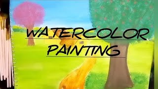 Watercolor paintingPainting of a beautiful sceneryPoster color DrawingsFor beginners [upl. by Noirret98]