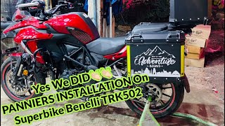 Top box Panniers Installation on Benelli TRK502  Adventure Bike RIDES  Maddog lights on TRK502 [upl. by Sheff]