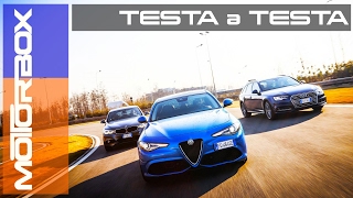 Giulia Veloce Q4 vs A4 quattro vs Serie 3 xDrive  La prova delle trazioni integrali ENG SUB [upl. by Nuahsal234]