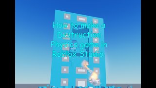 Roblox Studio  How to make a destruction physics game No scripting [upl. by Nauaj]