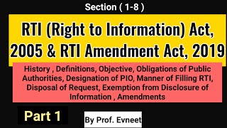 RTI  Right to Information Act 2005  RTI Amendment Act 2019  Part 1  RTI Sections 18 [upl. by Tdnarb]