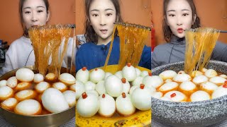 Eating Spicy Noodles and Full Eggs Mukbang Show 먹방 Chinese Foods 매운 국수와 계란을 먹고 吃辣面和鸡蛋 [upl. by Luo]