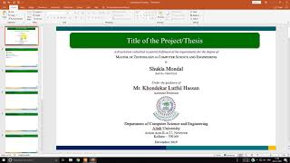 PPT Template for Final Year ProjectDissertation Presentation for University Students use as PDF [upl. by Norek125]