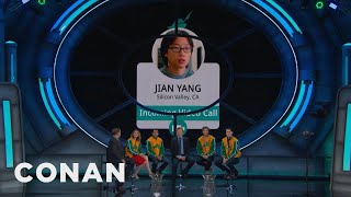 The Cast Of quotSilicon Valleyquot Gets A Conference Call From Jian Yang  CONAN on TBS [upl. by Atirahs]