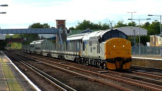 37901 Mirrlees Pioneer accelerates through Paddock Wood with Barrier Wagons 17924 [upl. by Maitland829]