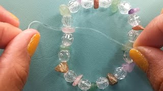 How to tie a knot with elastic beading threadcrystal tec 08  DIY 2023 [upl. by Ketchum]