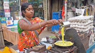 Queen of Egg Recipes Fluffy Omelet Boiled Fried Eggs amp Bread Omelette  Indian Street Food [upl. by Kcirdnekal671]