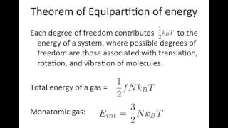 Thermal lecture 3 Equipartition of energy [upl. by Wynny]