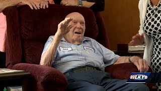 Navy Veteran celebrates 100th birthday as grand marshal of Gaslight Festival Parade [upl. by Mcclimans]