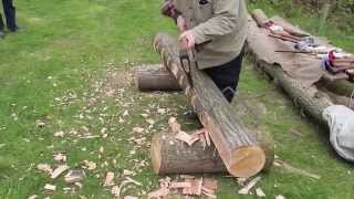 Traditional Log to Beam Hewing  Huge Axes [upl. by Hedges829]