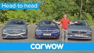 Volvo V90 v BMW 5 Series Touring v Mercedes EClass Estate 2018  Head2Head [upl. by Bradshaw]