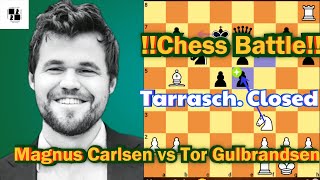 Chess Battle Carlsen Triumphs over Gulbrandsen  French Defense [upl. by Herwig449]