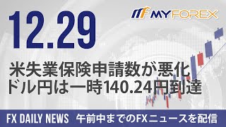 米失業保険申請数が悪化、ドル円は一時14024円到達 2023年12月29日 FXデイリーニュース【Myforex】 [upl. by Hnad]