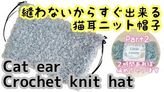 Nosew cat ear knit hat かぎ針編み♪100均セリアの毛糸でLE SSERAFIMの咲良ちゃんみたいな猫耳ニット帽が可愛い♪ [upl. by Eliga]