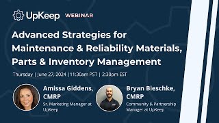 Advanced Strategies for Maintenance amp Reliability Materials Parts amp Inventory Management [upl. by Duane]