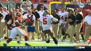 Bucs Josh Freeman hit by Redksins DeAngelo Hall  worst slide ever [upl. by Terraj]