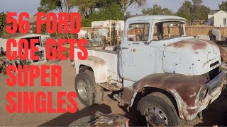 56 Ford COE gets Super Single Semi Truck Wheels [upl. by Joey]